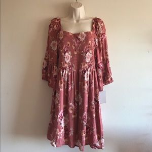 Xhilaration Floral Bell Sleeve Mini Dress